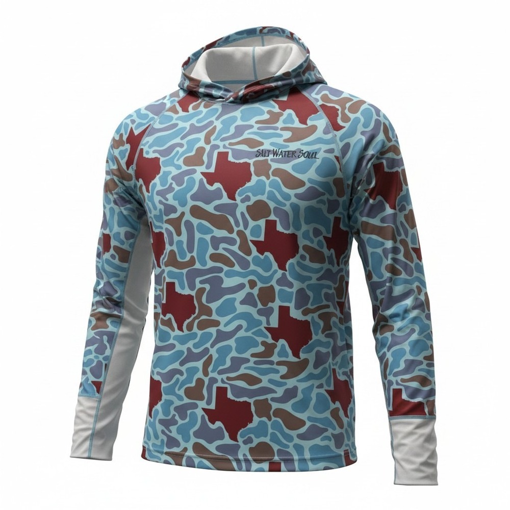 Hoodie Salt Water Soul Small Mens Blue New Texas Camo Performance Sun Shirt